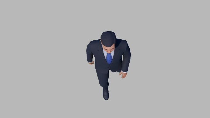 3D正面俯视商务男士走路