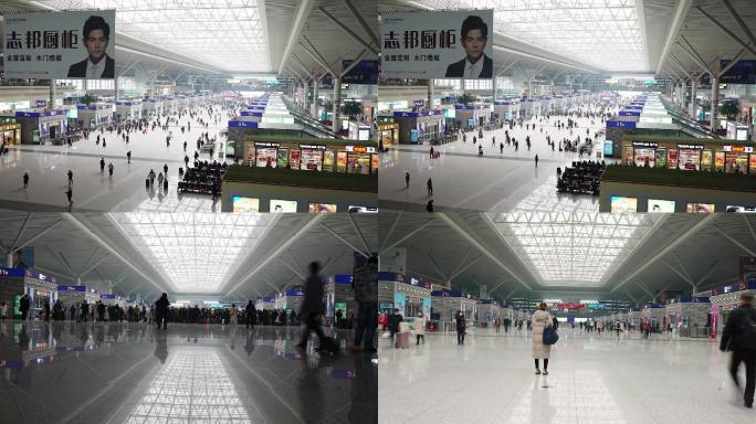 郑州东站候车厅旅客延时摄影