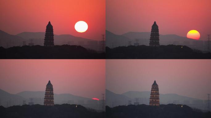 苏州虎丘塔日落延时4K