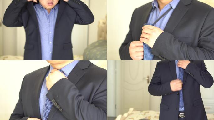 【原创】领导穿西服系领带整理衣服