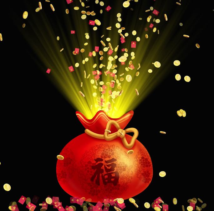 新年大红喜庆福袋通道素材