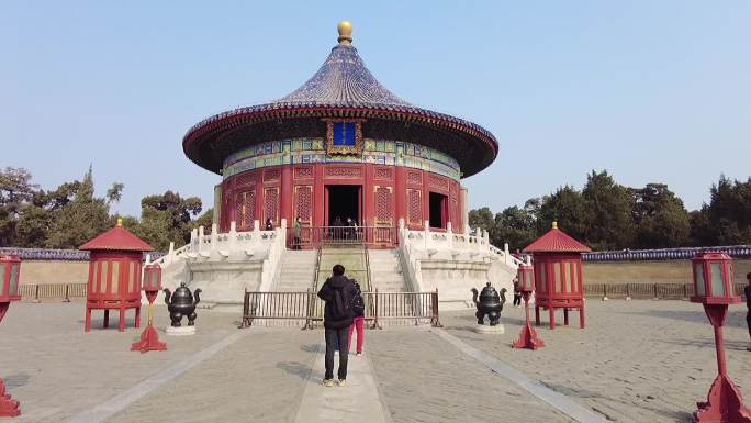 北京天坛公园-回音壁实拍素材