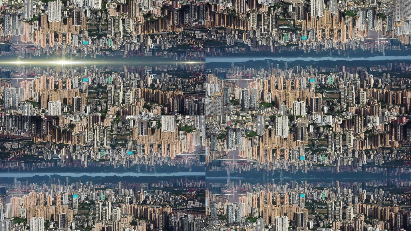 重庆城市全景逆世界3D盗梦空间素材3