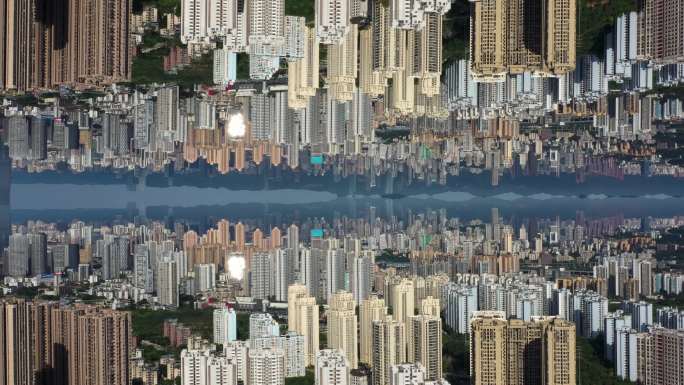 重庆城市全景逆世界3D盗梦空间素材