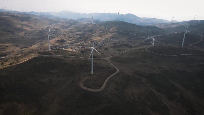 1080p贵州山脉特色地貌风力发电