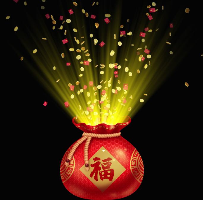 新年大红喜庆福袋带通道素材
