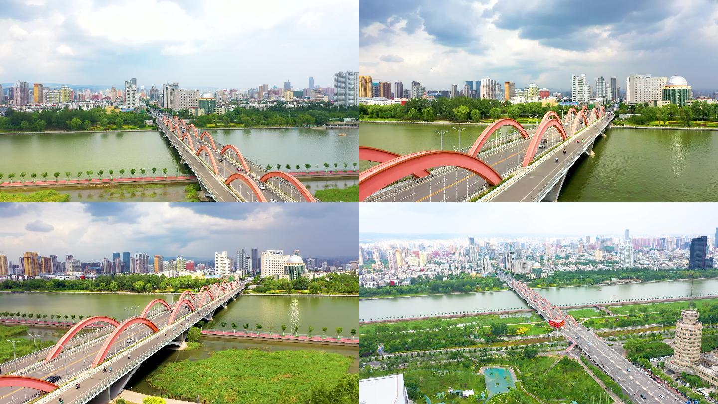 山西省太原市漪汾桥航拍摄影4K