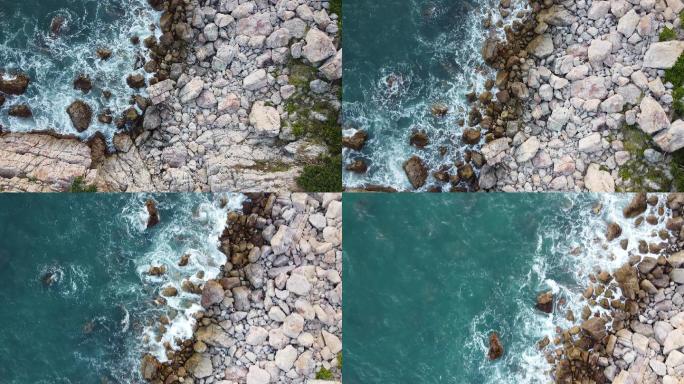 航拍大海礁石海浪2k视频素材