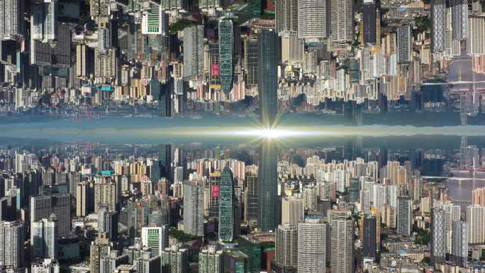 重庆城市全景逆世界3D盗梦空间素材1