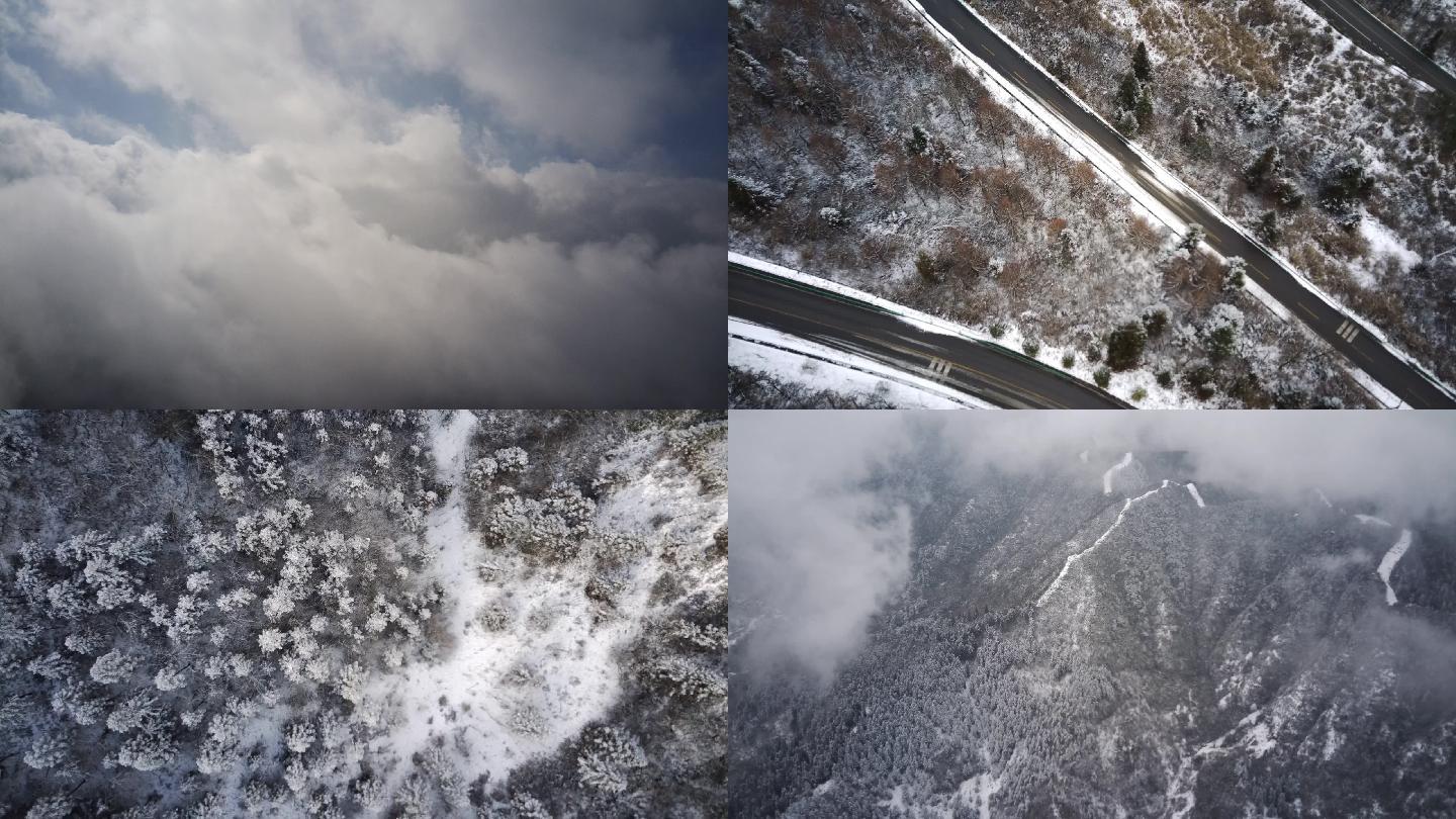 盘山公路雪景航拍