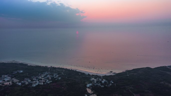 涠洲岛海滩日落航拍延时