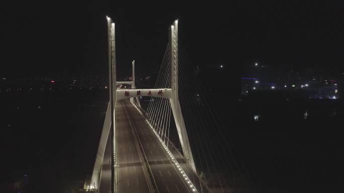 4K灰片航拍泰州东台海陵大桥夜景