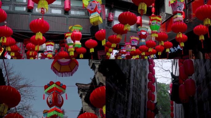 成都锦里春节红灯笼素材