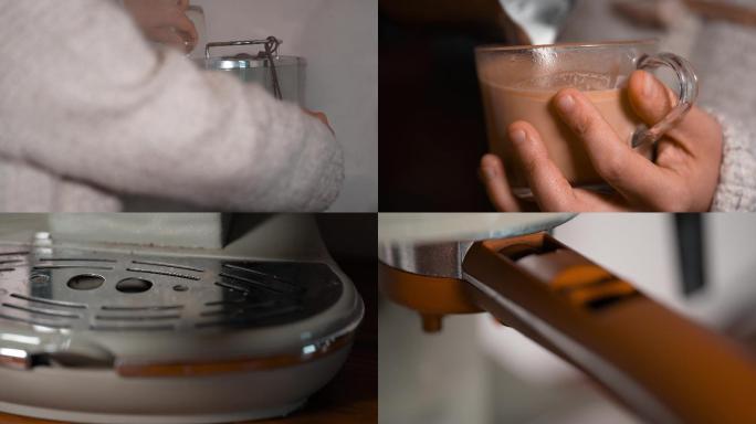 4K家庭咖啡机制作咖啡空镜