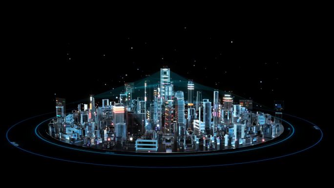 原创智慧玻璃城市生长视频-透明通道