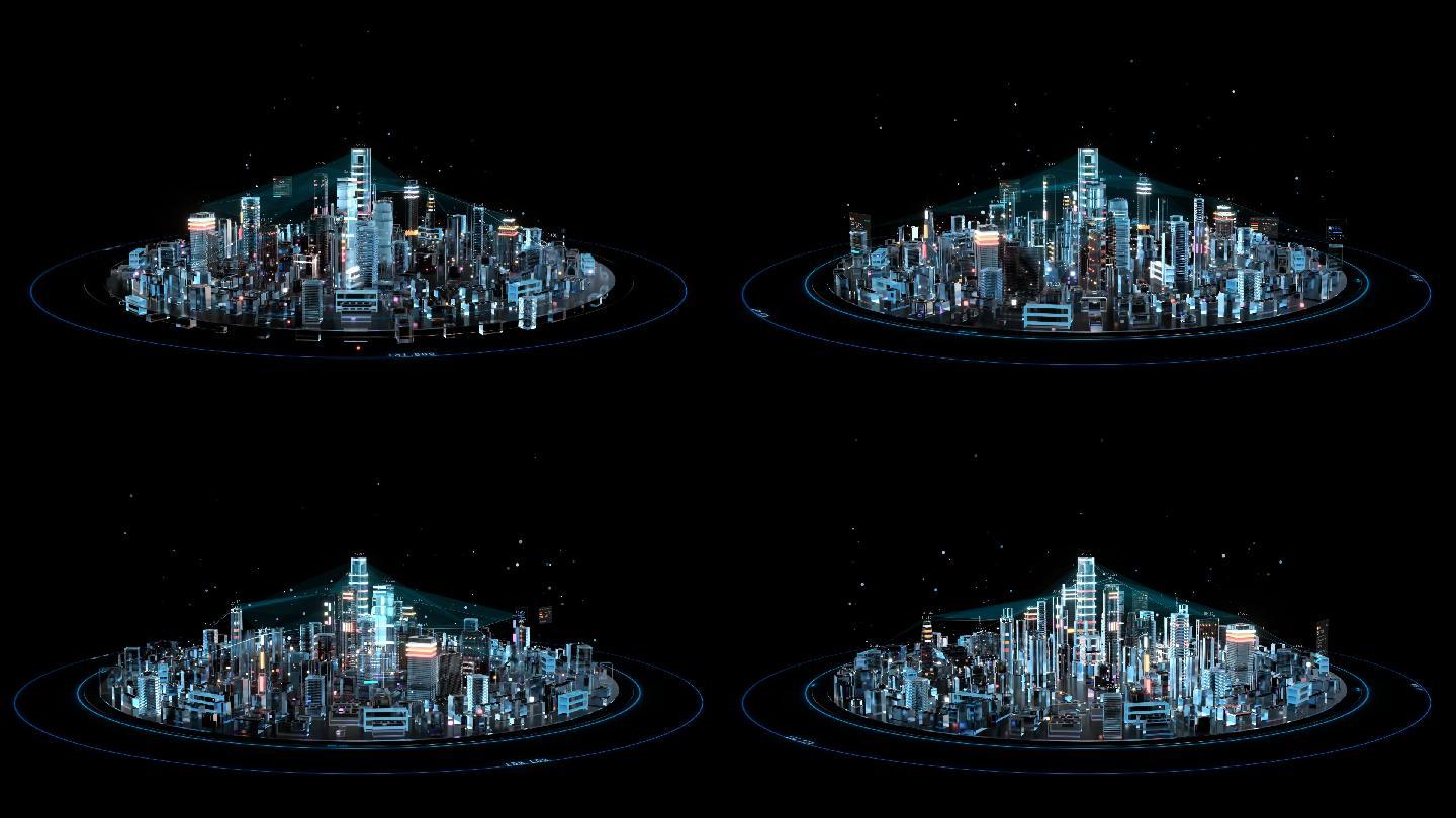 原创智慧玻璃城市生长视频-透明通道