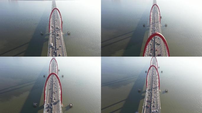 杭州之江大桥俯拍车流有序4K