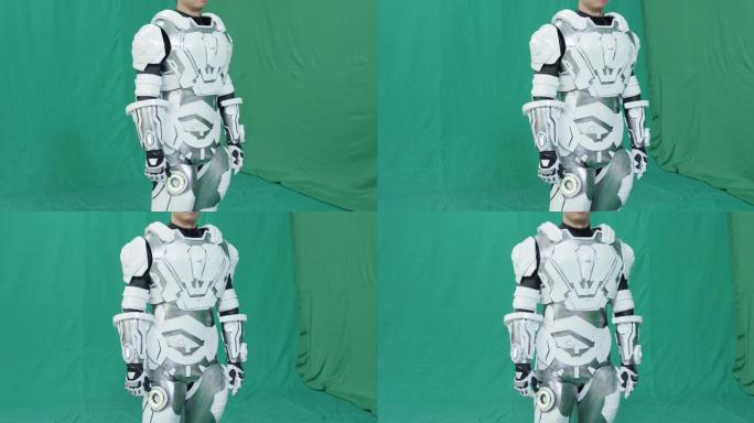 4K高清绿布，科幻战士环绕升格拍摄。