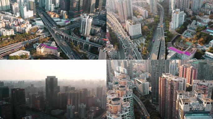 【4K可商用】现代城市市区航拍