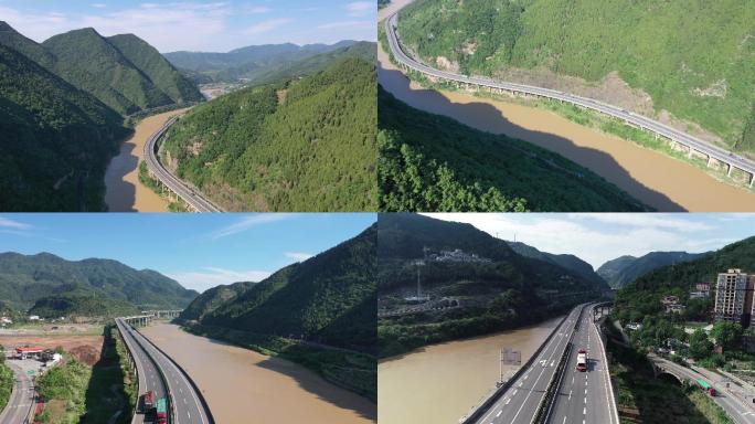 四川高速系列-航拍广陕高速路4K素材