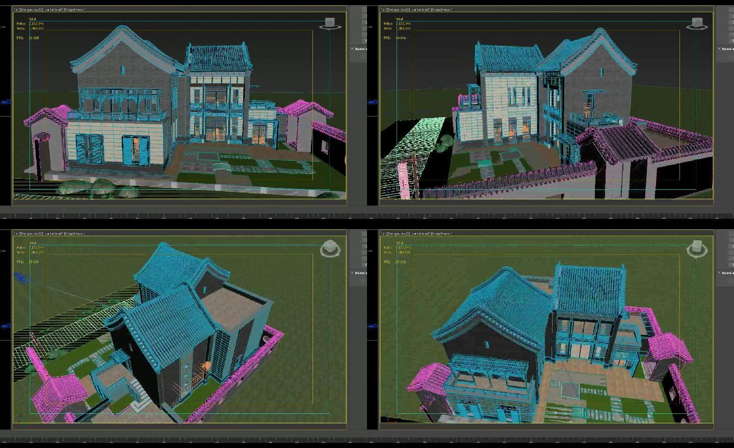 3DMAX别墅模型中西式模型