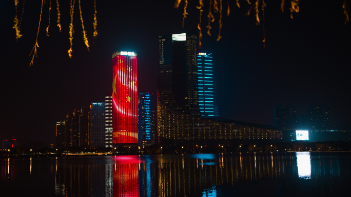 安徽之门天鹅湖夜景