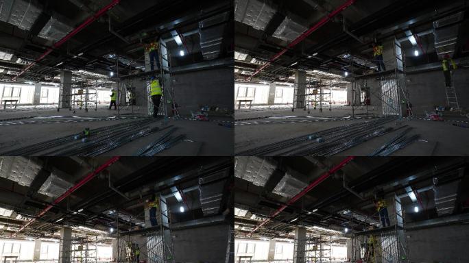天花板装修排线工程商务写字楼层建设工程