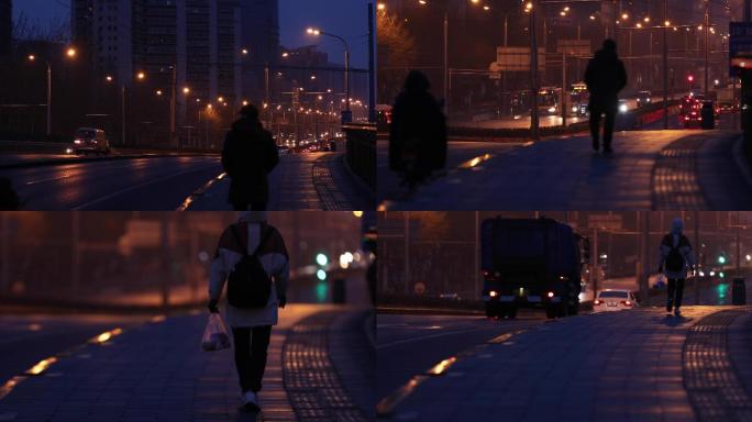 北京城市早上清晨街道凌晨上班4k