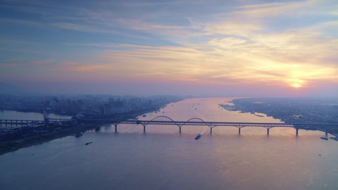 九江长江大桥航拍远景