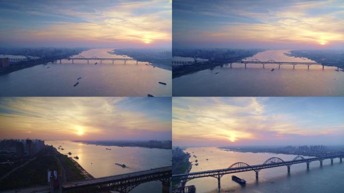 九江长江大桥航拍远景