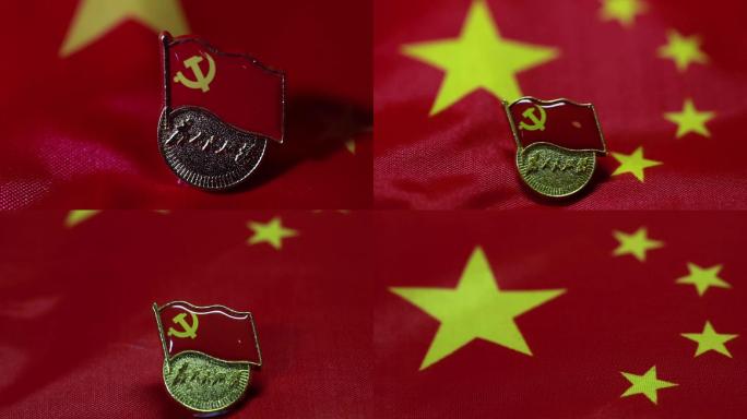 中国共产党党徽国旗视频素材