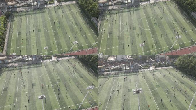 DJI航拍济宁体育馆足球4K视频素材