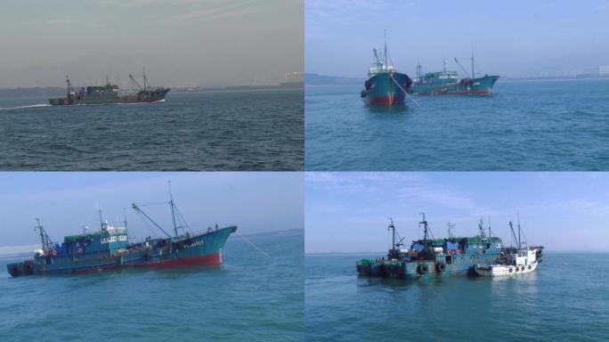 远洋捕捞归来中的拖网渔船