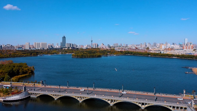 长春南湖公园航拍风景