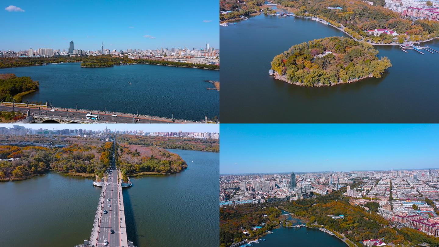 长春南湖公园航拍风景