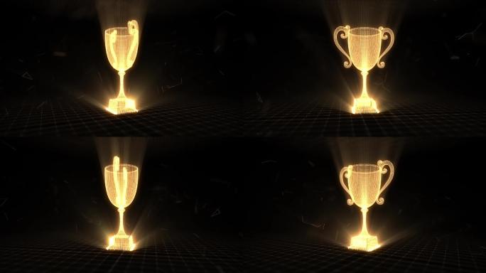 金色3D立体奖杯旋转展示