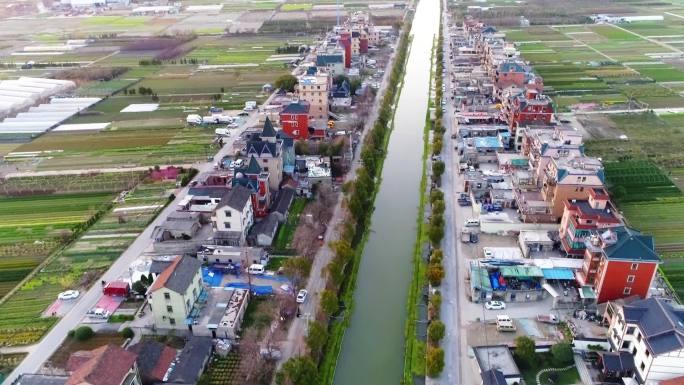 航拍杭州市萧山区郊区农村