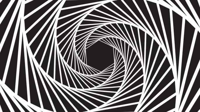 黑白线条空间循环穿梭