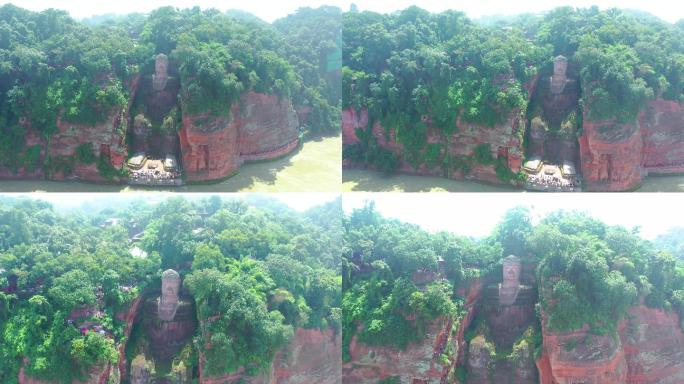 4K高清四川乐山大佛航拍视频