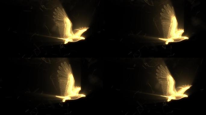 金色3D粒子鹰循环视频