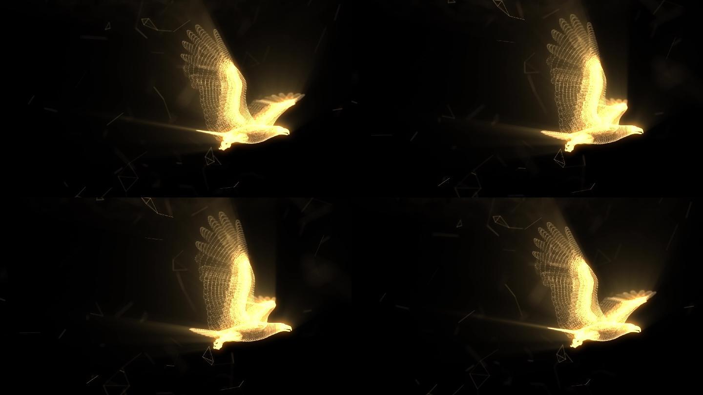 金色3D粒子鹰循环视频