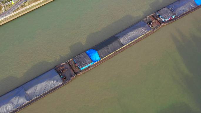 京杭大运河-长拖船航拍苏州段4K