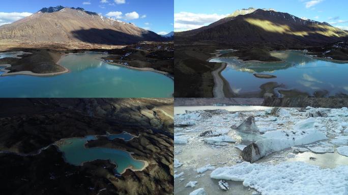 航拍西藏雪山丽水来古冰川