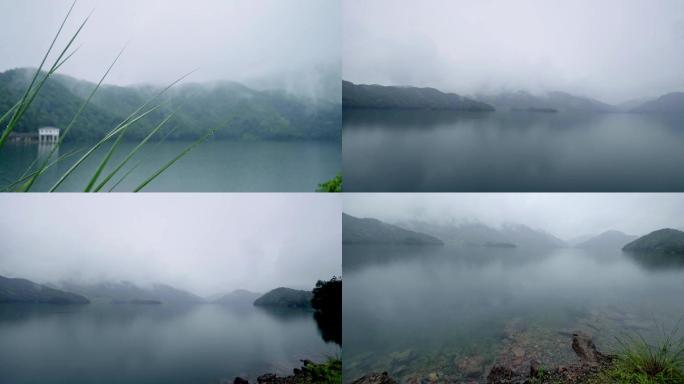 落雨山林下雨水库阴雨连绵