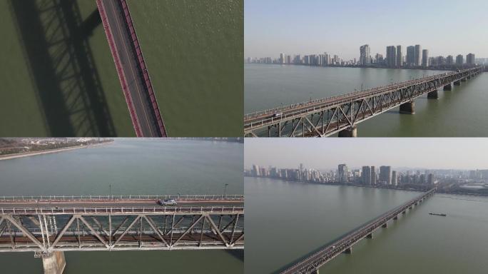 杭州钱塘江大桥杭州一桥航拍