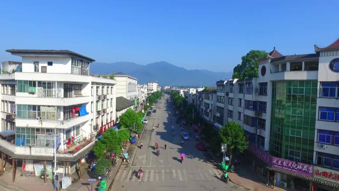 航拍城镇乡镇道路街道人文风光