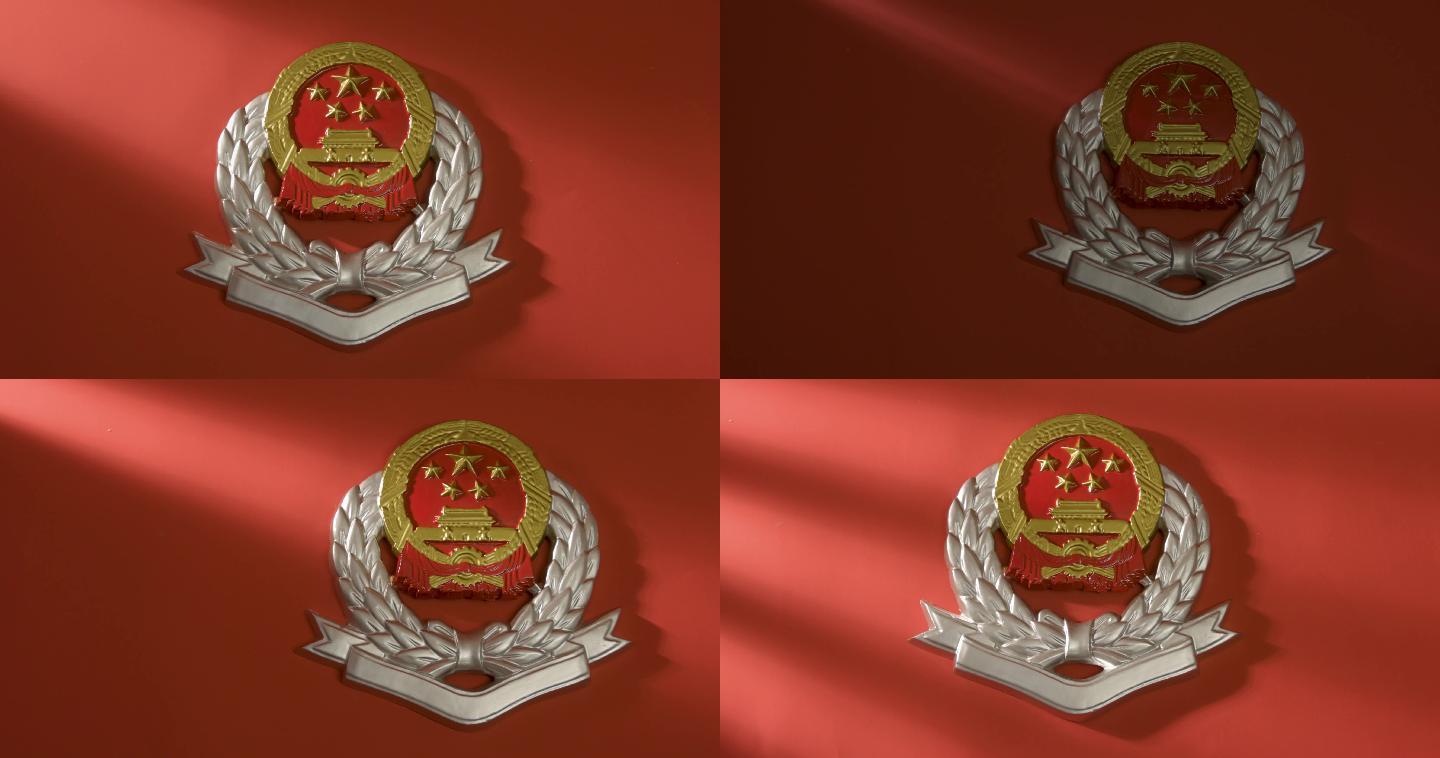 实拍红色背景税徽光影