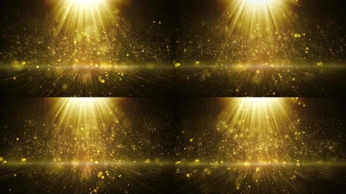 循环大气金色粒子光束光线