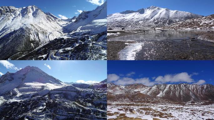 航拍西藏冰雪德姆拉山