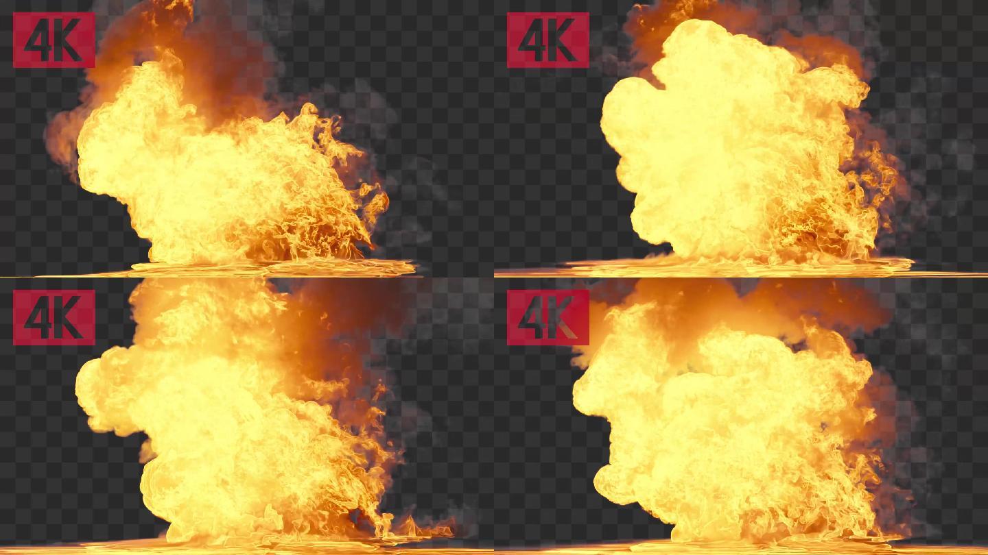 4K地面爆炸火焰升腾-带通道